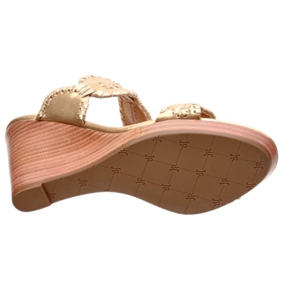 jack rogers // gold stacked heel wedge sandals - Picture 4 of 5